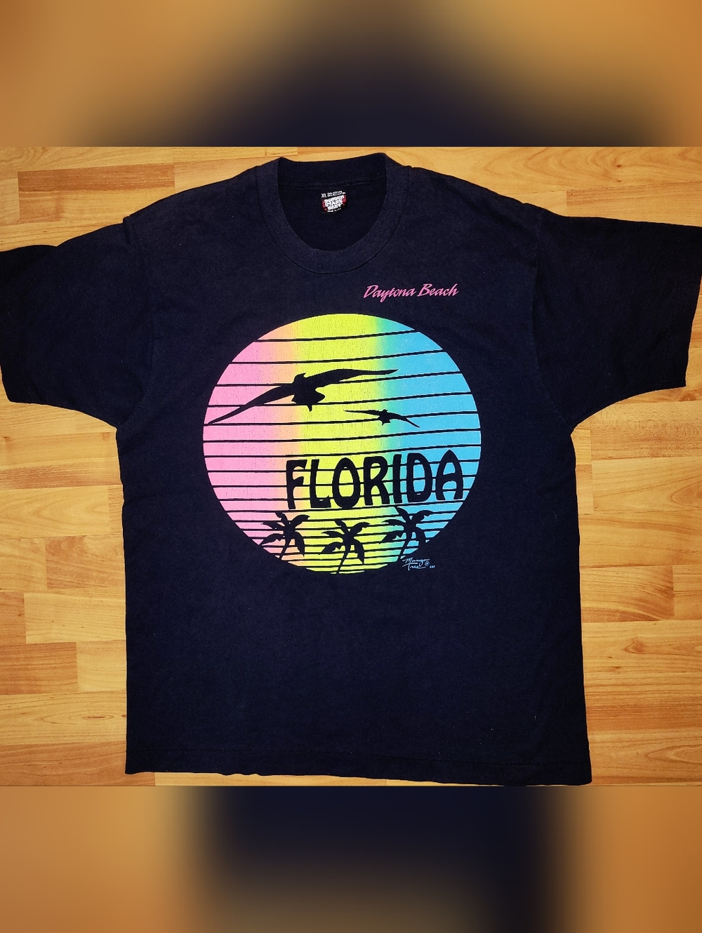 Vintage Florida Daytona Beach Screen Stars Summer Vacation Tee, Single Stitch XL